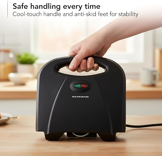 OVENTE Electric Panini Press Grill with Nonstick Plates, LED Indicator Lights, Thermostat Control, Compact Sandwich Maker Perfect for Cooking Breakfast, Steaks, Eggs Snacks & More, Copper GP0110CO