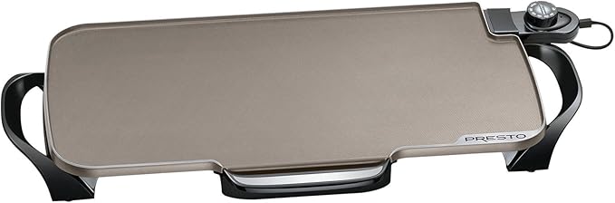 Presto Ceramic 22-inch Electric Griddle + Presto Ceramic FlipSide Belgian Waffle Maker, Black