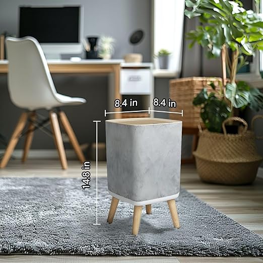 Small Trash Can with Lid watercolor art Old paper White stone surface Stucco Wall Watercolour Wastebasket with Press Cover Dog Proof Garbage Can Waste Bin for Kitchen Bathroom Nursery 2.6 Gallon
