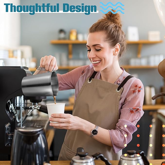 1 Pcs 2 L/70 oz Large Stainless Steel Pitcher with Lid, Metal Measuring Cup, Large Mouth Graduated Beakers with Handle, Milk Frothing Jug for Espresso Machine, Latte Art, Hot/cold Water