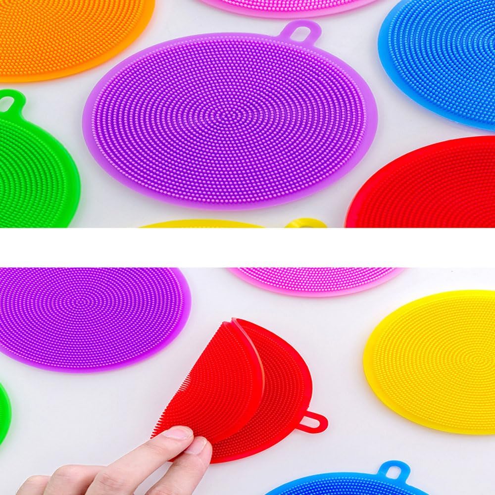 7 PCS Silicone Dish Scrubber, Kitchen Sponges, Silicone Sponge,Dish Brush, Dish sponges, Silicone Sponge Dish Sponges, Kitchen Sponge Double Sided Cleaning Sponges (multicolour)