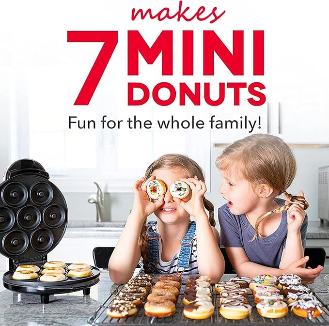 Mini Donut Maker,Electric Mini Doughnut Maker Machine, Makes 7 Mini Donutss, Non-Stick Mini Donut Machine, Easy Clean Doughnuts Maker Kit red (Red)