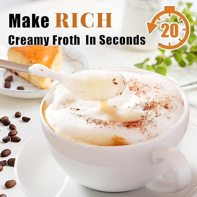 Nahida Green Milk Frother Wand for Coffee, Frother Handheld Rechargeable Electric Whisk with 3 Heads 3 Speeds Drink Mixer Coffee Frother Foam Maker For Latte, Cappuccino, Hot Chocolate, Egg