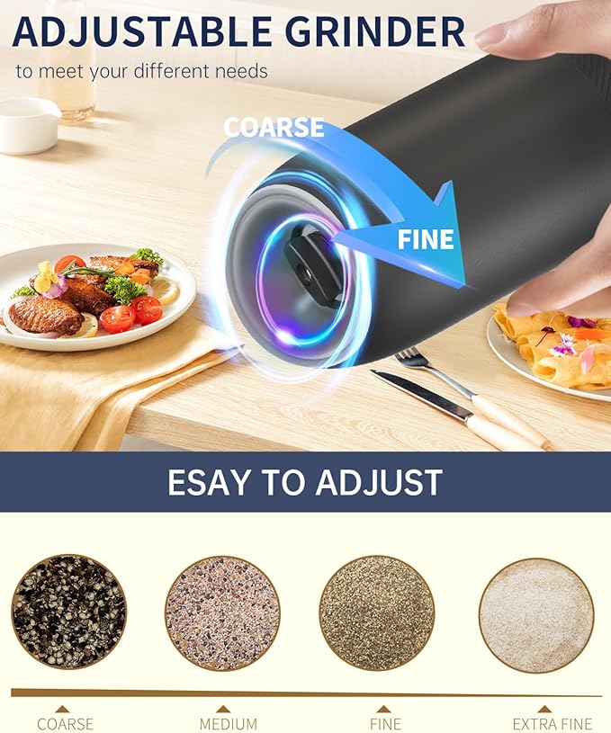 Gravity Electric Pepper Grinder Set and Rechargeable Wine Opener Set