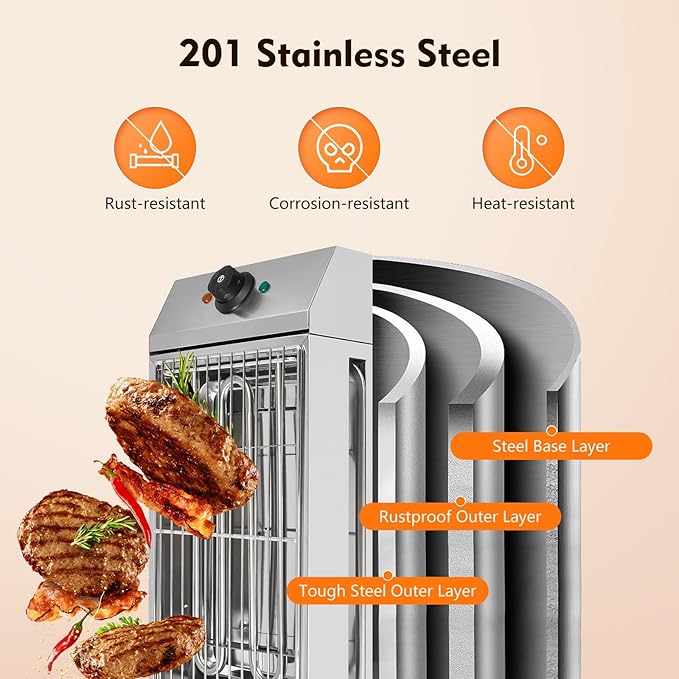 Electric Indoor Grill 1800W, 2 in 1 Smokeless Indoor Stainless Steel Grills with Non-stick Removable Grill & Grease Catcher Tray, 122-302°F Temperature Control Portable Flat Top Korean BBQ Grill