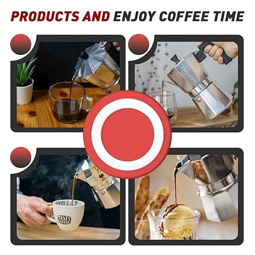 6 Pcs Gasket Seal Rings for Bialetti Moka Express Dama 6 Cups - Spare Food Grade Silicone Sealing Rings for Aluminium Stovetop Coffee Maker Pots (Better Than Rubber)