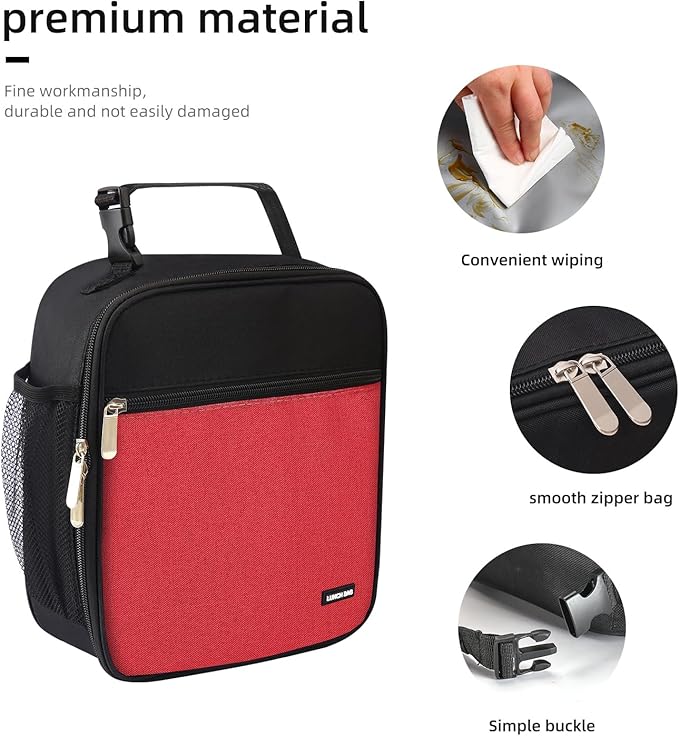 Lovoeo Lunch box Lunch bag for men women Insulated Lunchbox Lunch bags for Work Picnic Travel (Thicken hot red)