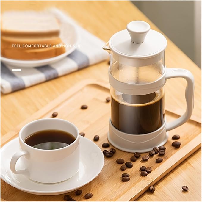 Transparent Glass French Press Pot Heat-resistant Coffee Teapot Filter Cup Hand Punch Cold Brew Pot Household Office Coffee Cups(800ml)