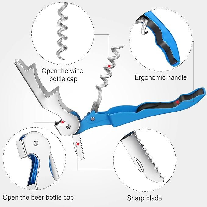 Honoson 16 Pieces Wine Opener Bulk Corkscrew Bottle Wine Key Opener Waiter Metal Heavy Beer Corkscrew Serrated Foil Cutter Key for Servers Home Restaurants Bars Waiter Bartenders (Fresh Colors)