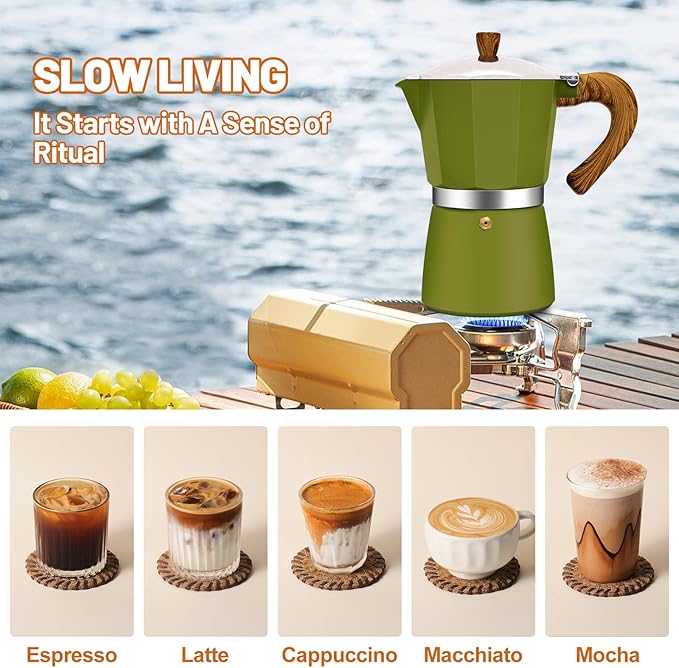 9 Cup Aluminum Espresso Stovetop Moka Pot Express Coffee Maker Percolator Italian Classic Mocha Coffee Machine for Italian and Cuban Cafe Brewing for Home & Camping 450ml 15oz