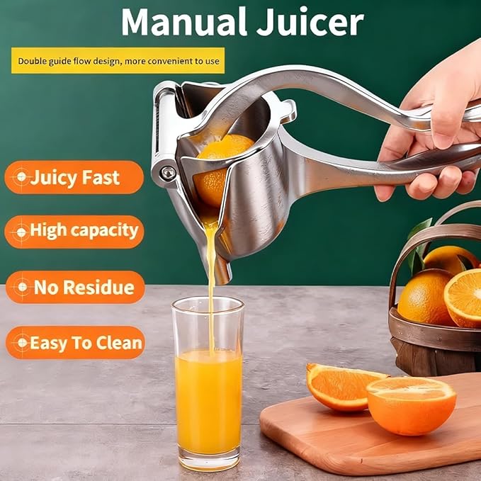 Hand Juicer Squeezer - Aluminum Alloy Fresh Fruit Juice Extractor, Fruit Juice Handheld Press Squeezer with Seed Filter, Heavy Duty Manual Hand Press Juicer for Citrus and Other Fruits (2PCS)