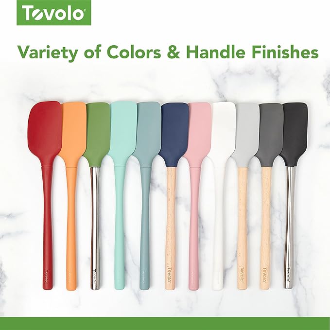 Tovolo Flex Core 5 Piece Silicone Spatula Set Heat Resistant All Silicone Utensils Include Non Stick Spatula Spoonula Jar Scraper, Dishwasher Safe BPA Free Spatulas for Baking Mixing, Blue Slate