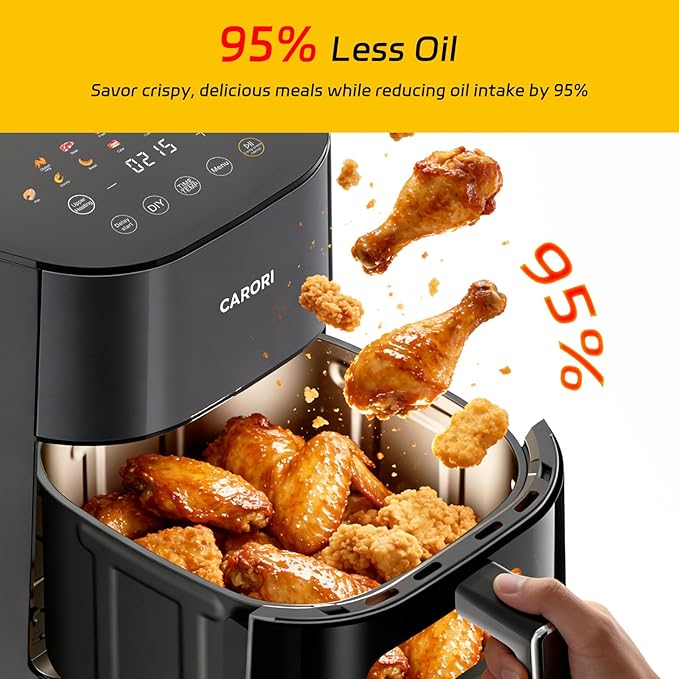 6Qt Air Fryer 14-in-1 with Viewing Window, Large Capacity, 392℉ Max Crisp, No Flipping Dual Heating, 1700W Fast Even Cooking, Nonstick Dishwasher Safe Basket, Bake Roast Dehydrate Reheat