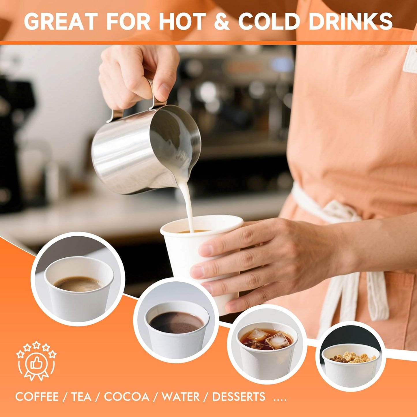 100 Pack 16 oz Disposable Coffee Cups with Lids and Sleeves, Paper Coffee Cups for Hot/Cold Drinks, Leak-Proof To Go Cups for Home, Cafes, Events and Office