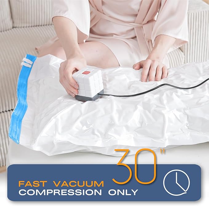 Vacuum Storage Bags for Clothing, 8 Jumbo Vacuum Seal Bags Space Saver for Clothes, Comforters, Blankets, Bedding, Vacuum Sealer Bags with Electric Pump (2025 Upgrade)
