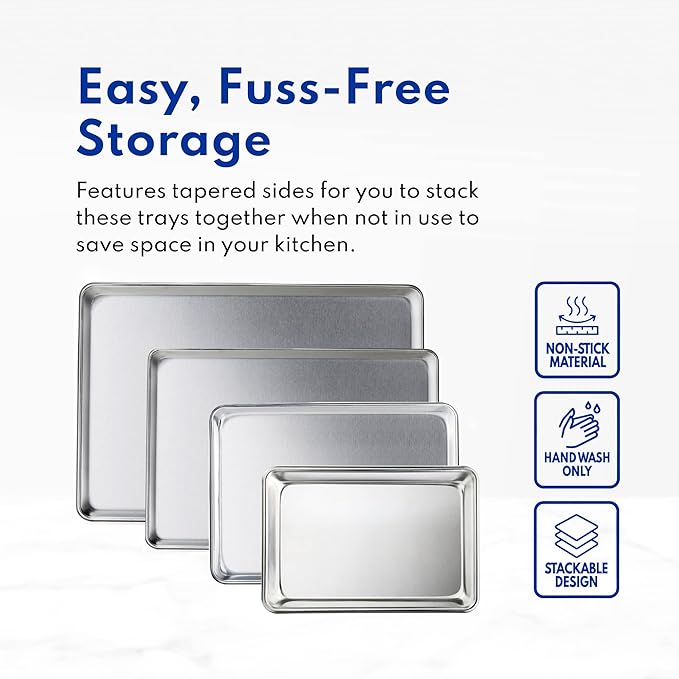New Star Foodservice Commercial-Grade 18-Gauge Aluminum Sheet Pan/Bun Pan (15 L x21 W x1 H (Two Thirds size) Measure Oven)