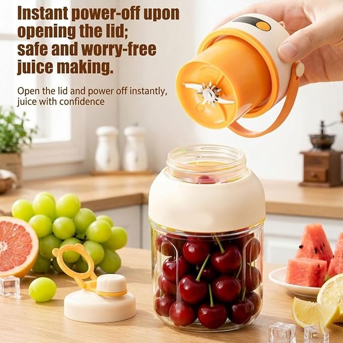 Portable Electric Juicer Cup with Zero Cord Hassle, Leakproof USB-C Rechargeable with Dual Lid Design, Personal Portable Juicer Blender for Gym, Office, Travel and Outdoors (1200ml/40.58oz)