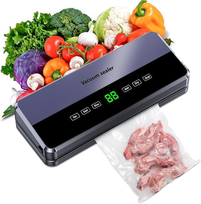 Vacuum Sealer, Multi-Functional Food Vacuum Sealer, Embedded Cutter, and Built-In Tape Storage, Food Sealer for Dry, Wet, and Powder Sealing