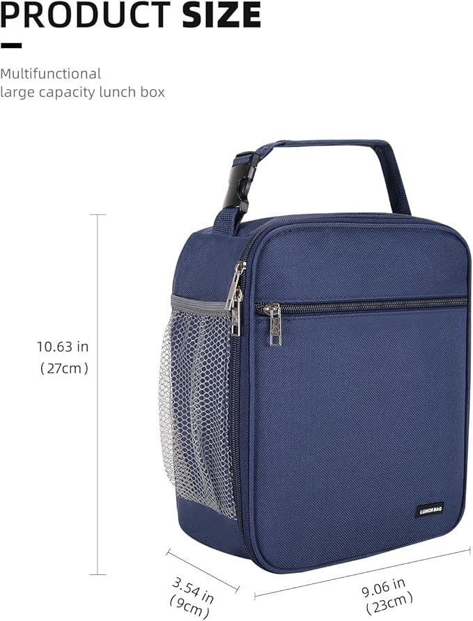 Lovoeo Lunch box Lunch bag for men women Insulated Lunchbox Lunch bags for Work Picnic Travel (Navy blue)