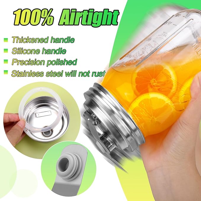 Palksky Mason Jar Pour Spout Lid Stainless Steel, Wide Mouth Pour Spout Flip Cap Lids for Mason Jars, anticracking Leak Proof Seal Cover Airtight for Drinking Salad Dressing & Food Storing(4PCS)
