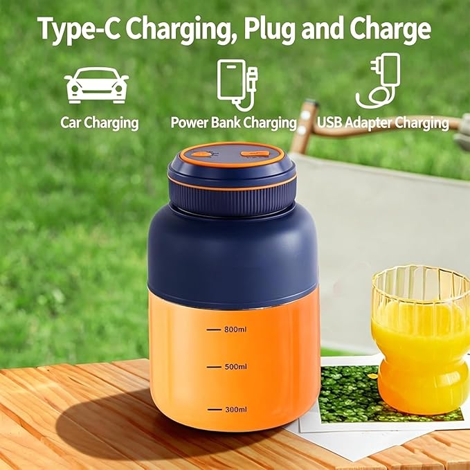 Portable Electric Juicer Cup with Zero Cord Hassle,Wireless Personal Juicer Cup USB Rechargeable Blender,38-Blades,Quiet Operation, Leakproof Lid,40 Seconds,for Shakes and Smoothies (White-45 Oz)
