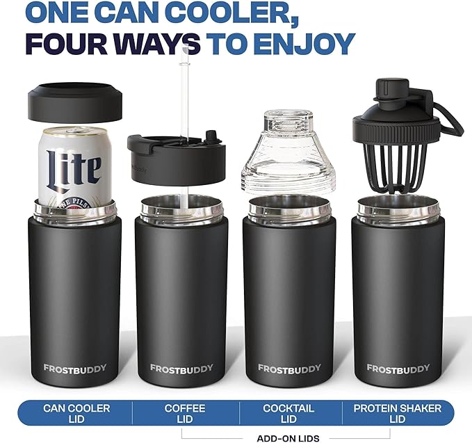 Frost Buddy Universal Can Cooler - Fits all - Stainless Steel Can Cooler for 12 oz & 16 oz Regular or Slim Cans & Bottles - Stainless Steel (Blushing Bride)