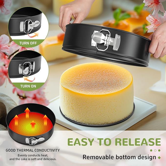 ZeroPone 10 Inch Springform Pan with Removable Bottom, Non-stick Round Spring Form Cake Mold Cheesecake Pan For Baking