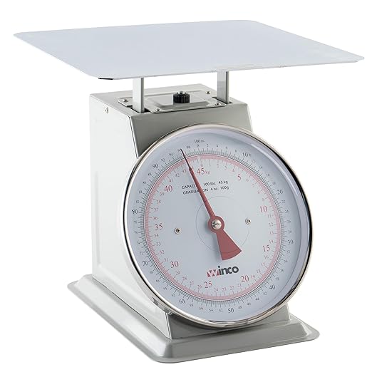 Winco Analog Receiving Scale with Dial, 100 Pound, 9"