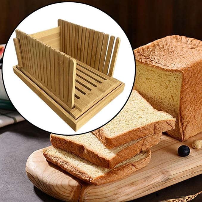Fenteer Bamboo Bread Slicers Toast Slicers Manual Kitchen Tools Cutting Guide Bread Loaf Slicers Bread Slicers Machine for, Style B