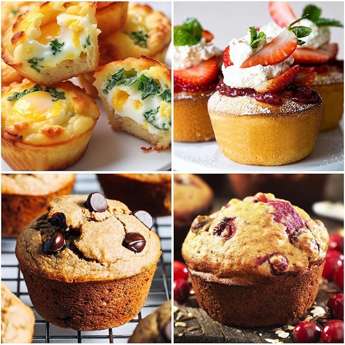 CAKETIME Large Muffin Pan, Metal Reinforced Frame 3.5 Inch Jumbo Silicone Muffin Pan Nonstick 6 Cups for Baking Jumbo Muffin, Frittatas, Jumbo Cupcakes 2 Pack Confetti