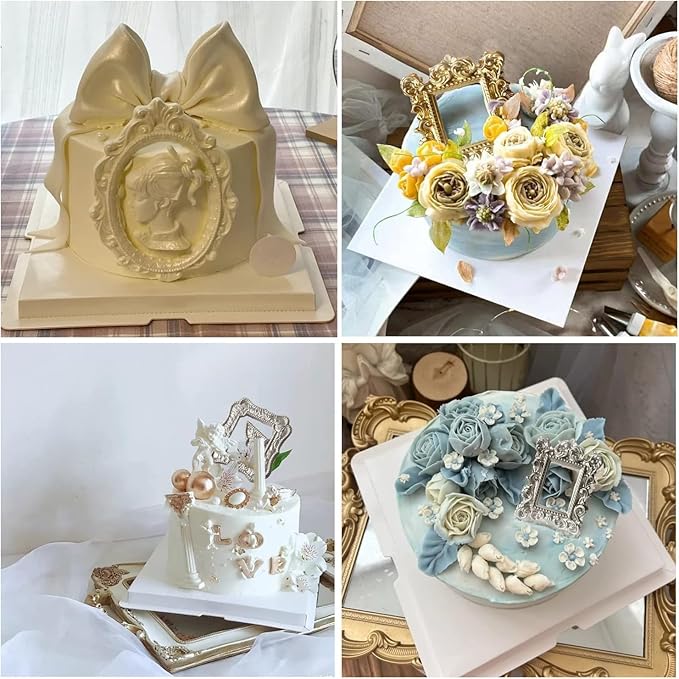 Mujiang Photo Frame Fondant Molds Picture Frames Silicone Mold Vintage Frame Molds For Cake Decorating Cupcake Topper Chocolate Candy Polymer Clay Set Of 4