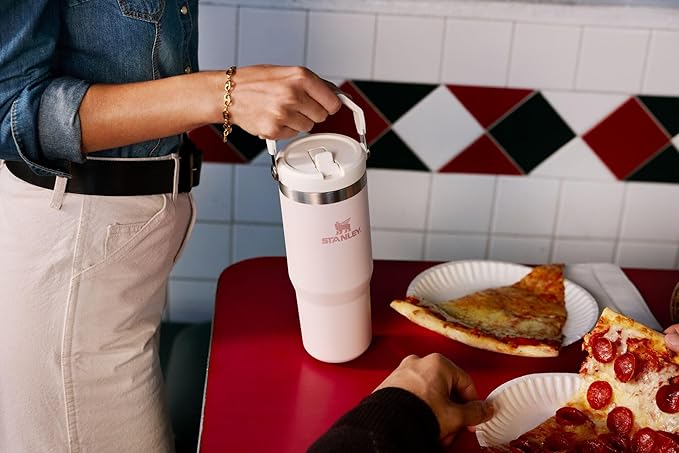 STANLEY IceFlow 2.0 Flip Straw Tumbler with Handle 30 oz | Twist On Lid and Flip Up Straw | Leakproof Water Bottle | Insulated Stainless Steel | BPA-Free | Dark Blossom