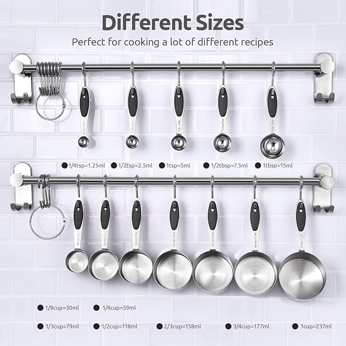 U-Taste 14in Extra Large Flexible Silicone Spatula with 600ºF Heat Resistance, and Upgraded Measuring Cups and Spoons Set of 12 with Reinforced Welded Handle (Black)