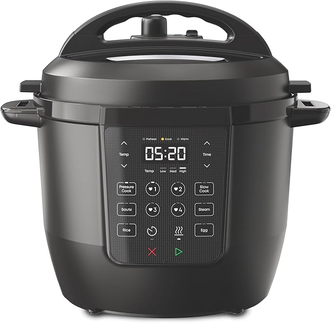6 Qt Pressure Cooker, 7-in-1 Programmable Multi- Cooker; Non-Stick Ceramic Inner Pot, Dishwasher-Safe, Quick Steam Release, Safety Lock, Meal Prep