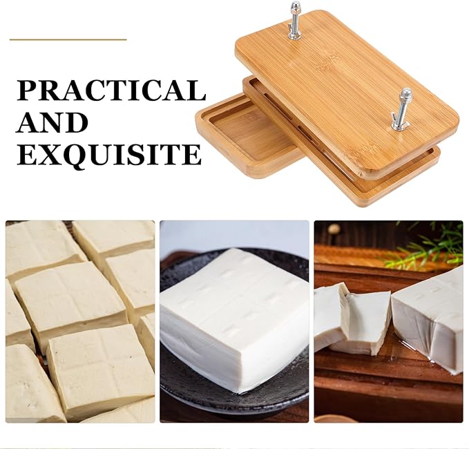 VICASKY Tofu Press and Drainer with 3-layer Drip Tray, 26x15cm Bean Curd Making Tool for Homemade Tofu, Adjustable Pressure Kitchen Mold for Household Use