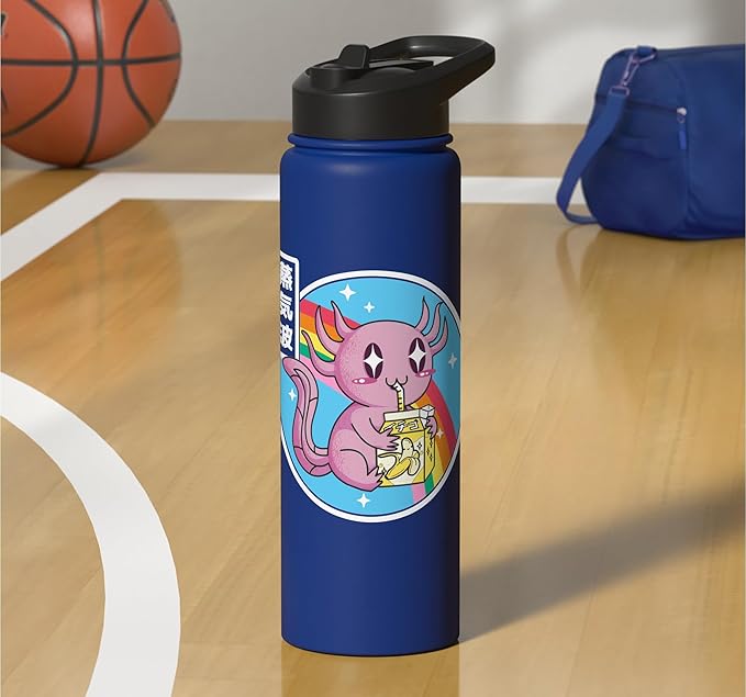 Axolotl Banana Milk Carton Kawaii Retro Rainbow Anime Stainless Steel Insulated Water Bottle