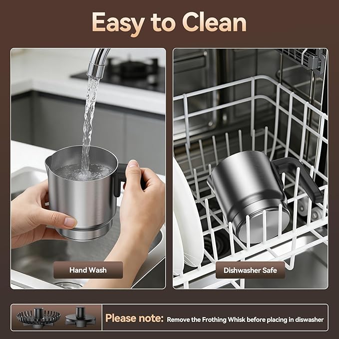 Milk Frother and Steamer with Heating Function - 4-in-1 Automatic Hot & Cold Milk Frother and Warmer, 24Oz/700ML Detachable Stainless Steel Jug with Transparent Lid