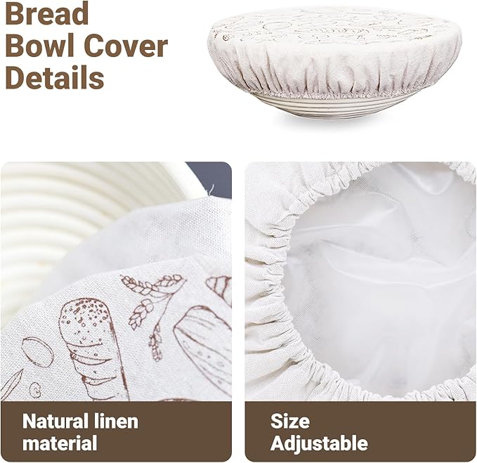 8'' 10'' 12'' Bowl Covers for Bread Proofing with Plastic Liner, Reusable Cloth Bread Bowl Cover for Sourdough Rising