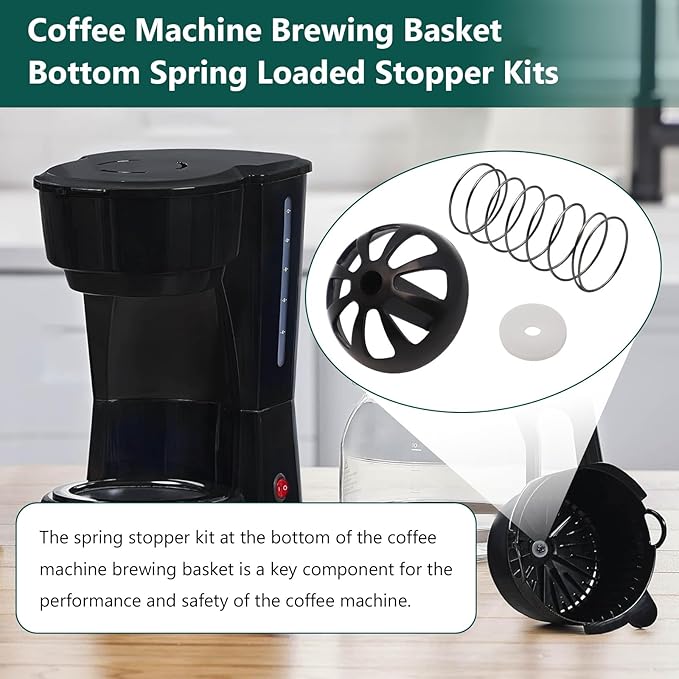 Coffee Machine Brewing Basket Bottom Spring Loaded Stopper Kits for Coffee Makers Brew Basket, Replacement for Mr. Coffee Hamilton Coffee Machine Accessory 990117900 990237500(2 PC)