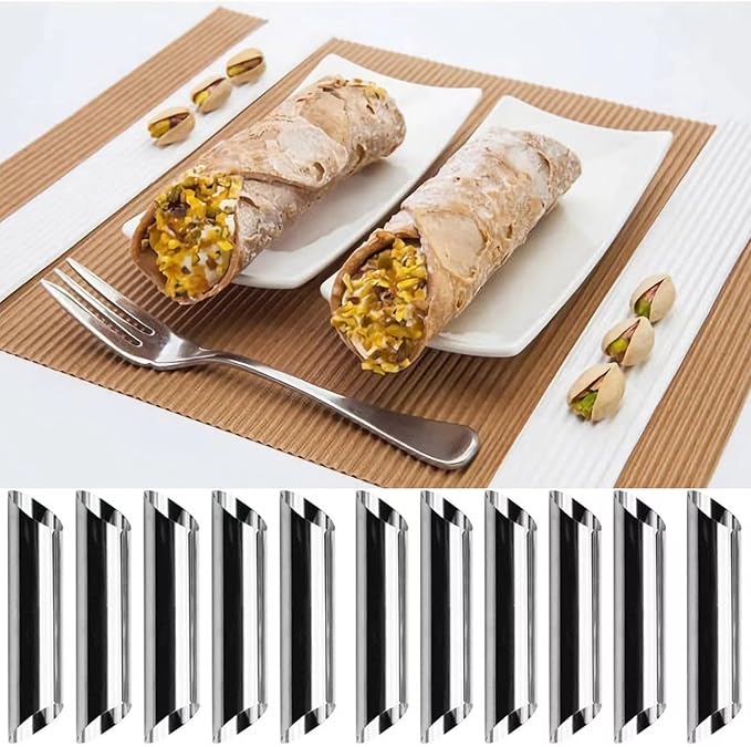 30 Pack Cannoli Horn Form Set, Large Stainless Steel Canolis Tubes Moulds Cannoli Kit for Baking Cannoli, Croissant Shell, Cream Roll Dessert, Safety Filled Edges