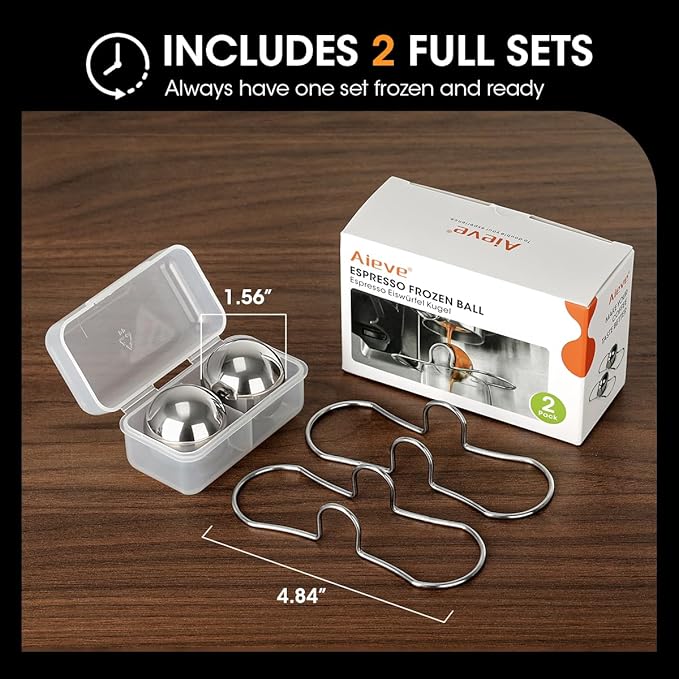 AIEVE 2 Pack Espresso Cooling Ball, Stainless Steel Frozen Ice Rock for Coffee, Espresso Accessories Extract Brew Chilling Tool Chiller Gift for Birthday, Valentine's Day, Christmas