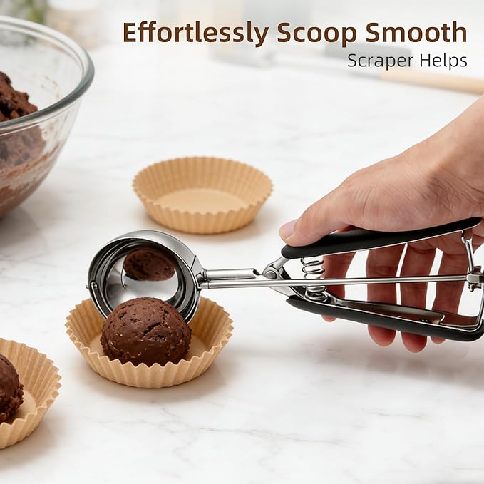 Large Ice Cream Scoop 65MM, Trigger Release Stainless Steel Cookie Scoop, Portion Scoop 2.82 oz/80ml, Commercial Food Disher, for Portion Control, Cookie Dough, Cupcake Batter (5.3 Tablespoon)