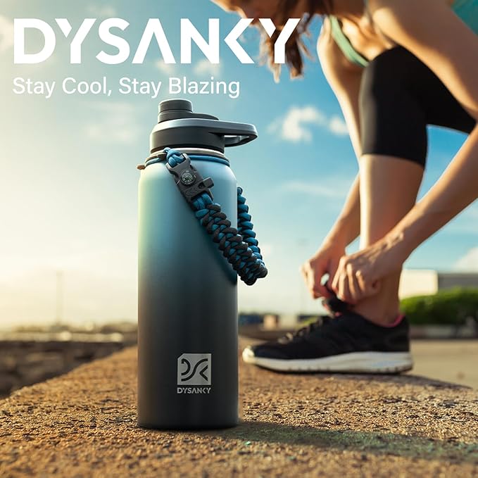 DYSANKY Insulated Water Bottle | Thickened Stainless Steel Vacuum Metal | Portable Sports Water Jug for Gym and Hiking with Straw, Carrier Bag, Handle Strap | BPA-Free 40 oz, Pink
