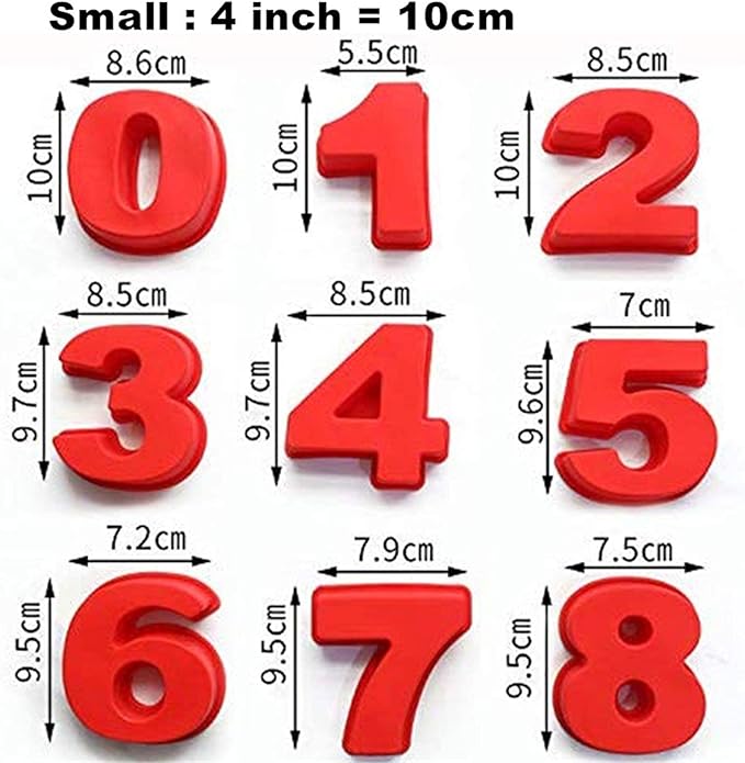 Small 9 pieces Silicone Number Cake Molds Jelly Chocolate Moulds Candy Muffin Tray (4 inch)
