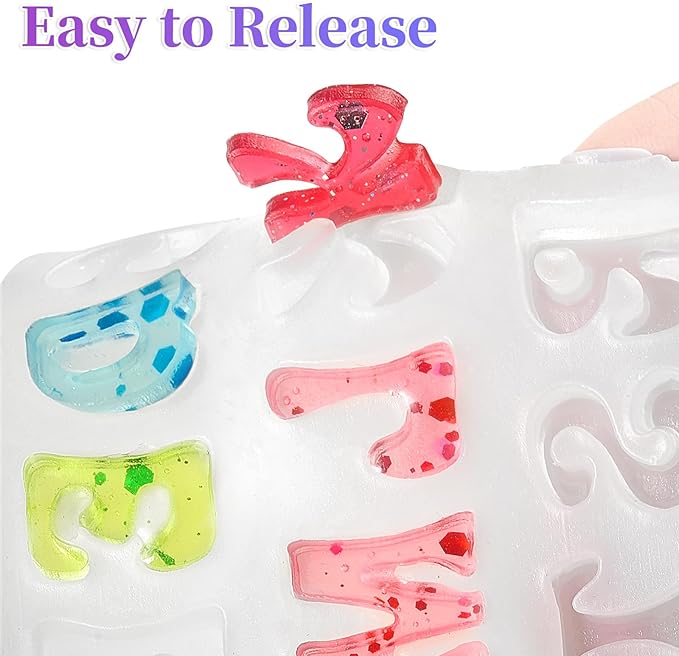 3 PCS Silicone Letter Molds, Non-Stick Number and Letter Fondant Molds for Chocolate, Candy, Cake Decoration, Cupcake Topper
