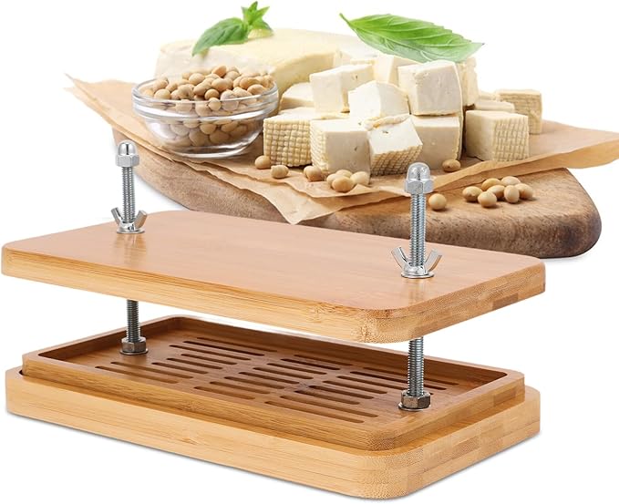 VICASKY Tofu Press and Drainer with 3-layer Drip Tray, 26x15cm Bean Curd Making Tool for Homemade Tofu, Adjustable Pressure Kitchen Mold for Household Use