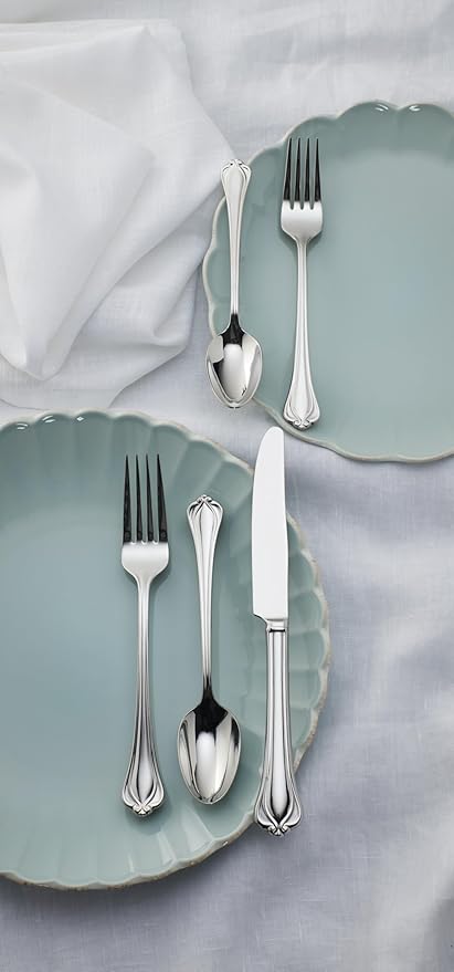 Lenox Silverware Set For 12, Alcott 89-Piece Flatware Set with Serving Utensils, Service For 12, 18/10 Stainless Steel, Mirror Finish, Dishwasher Safe, Knives Spoons and Forks (Silver, 89 Piece)