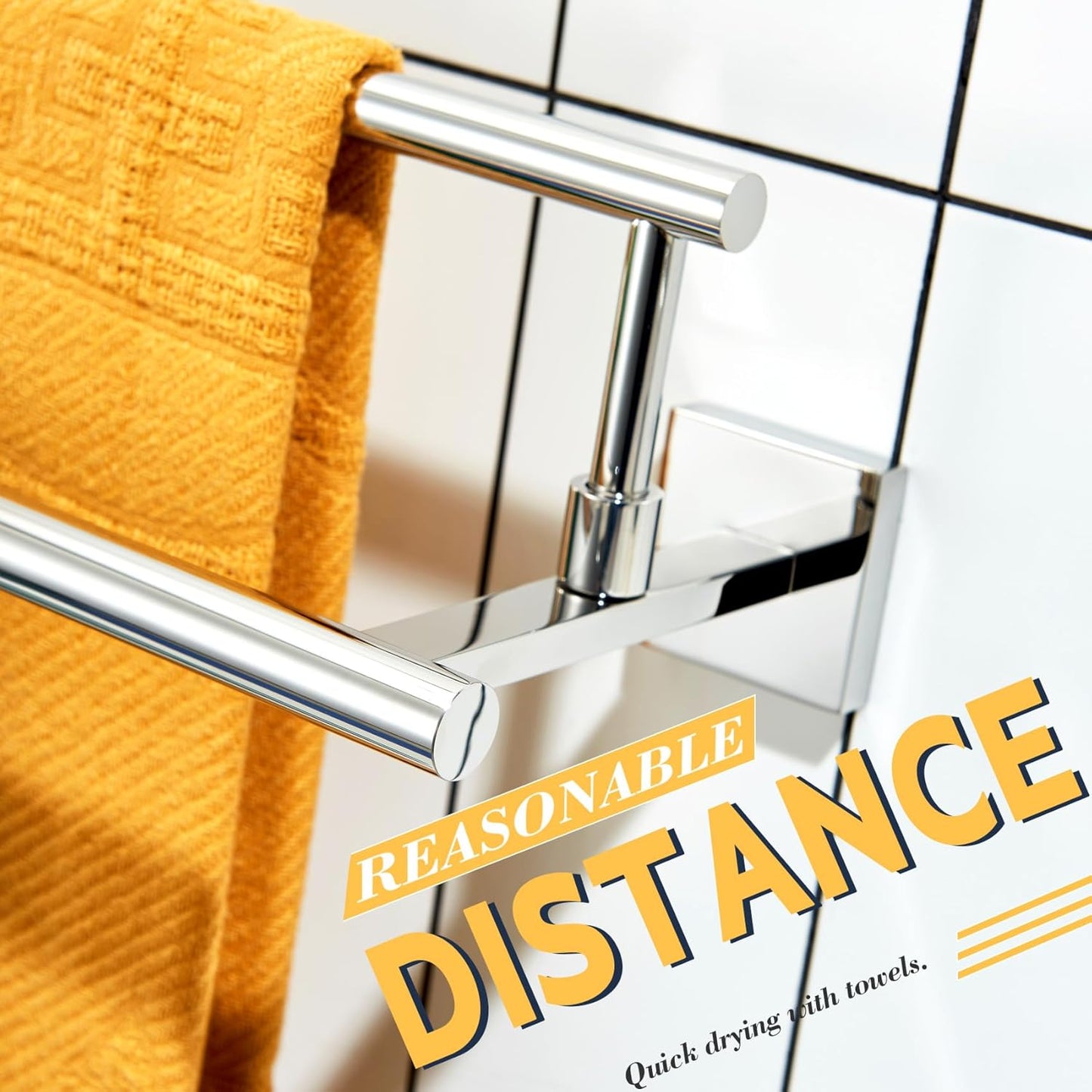 KOKOSIRI Towel Bars 20-Inch Bathroom Double Bath Towel Holder Toilet Kitchen Rack Wall Mounted Polished Chrome Stainless Steel B5009CH-L20