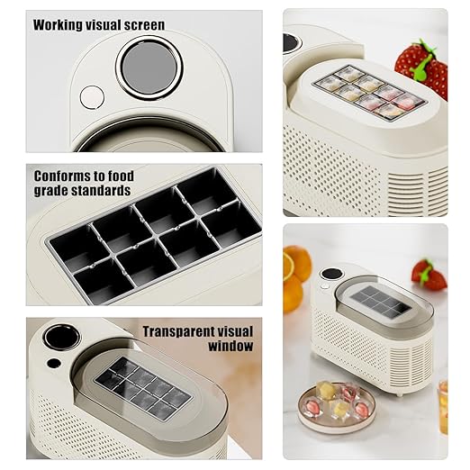 mini Ice Maker Machine Counter Top for Home, Portable Small Clear Ice Cube Maker, ce Ready in 10 Mins, Low Noise & Energy Saving, Easy to Clean (White Standard)