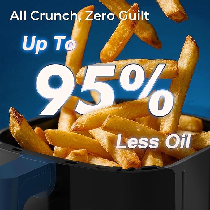 Fullwill 6QT Air Fryer with Viewing Window,12-in-1 Multi-Function Air Fry,Roast,Bake, Dehydrate, Fries,Nonstick and Dishwasher-Safe Basket,Family&friends Party,Max 400℉ Crisping 1700W,Blue